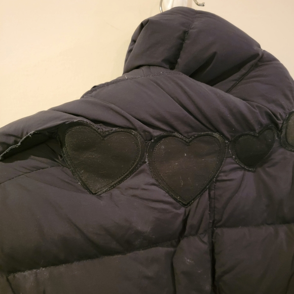 Moncler Women's size 3 black puffer with hearts winter jacket with hood down - Picture 14 of 16